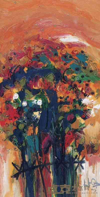 Justo Osuna 2005年作 植物图腾 82×42cm